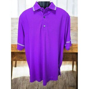 Footjoy FJ Mens Purple Golf Polo Large Collar Stripes